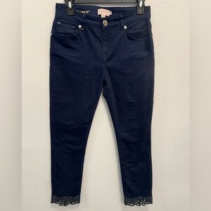 Ted Baker Dark Wash Skinny Ankle Jeans with Studded Lace Hem - NWOT - Size 26